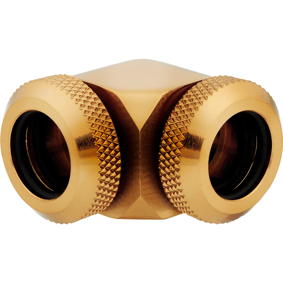 CORSAIR Hydro X Series XF Hardline 90 Degree 12mm OD Fittings Twin Pack (Solid Brass Durability, Quality Finish, Double O-Ring Hardline Compression Design, Easy 12mm Diameter Tubing Fitting) Gold