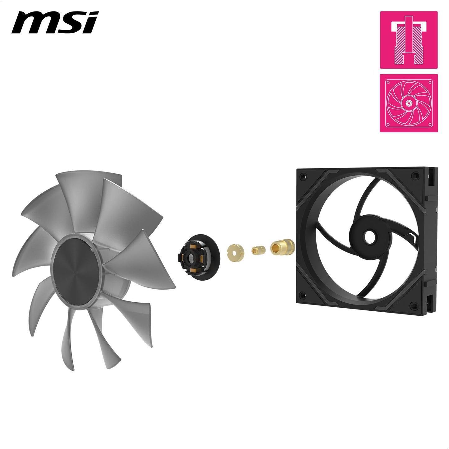 MSI MPG EZ120 ARGB-3B Fan - 120mm ARGB Fan, Patented Magnetic Connector Block, Daisy-Chain Connection, Fluid Dynamic Bearing + Extra nut Fixing, Fan hub, Mystic Light & Cooling Wizard Support