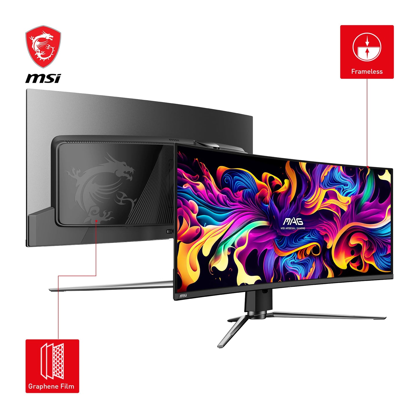 MPG 341CQPX QD-OLED 34-inch Curved OLED Gaming Monitor, 3440 x 1440 (UWQHD), 0.03ms Response time, 240Hz, True Black HDR 400, HDMI, DP Port, USB Type C, Tilt, Height Adjustable