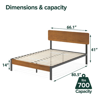 Zinus Tuscan Metal & Wood Platform Bed with Wood Slat Support, Queen