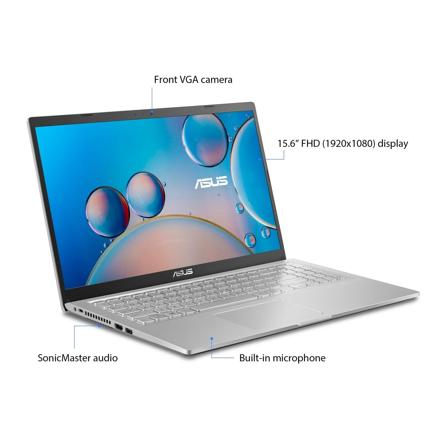 Asus VivoBook M515 15.6” FHD Laptop - AMD Ryzen 3 3250U, 8GB RAM, 128GB SSD, Windows 11 (with Microfiber Cloth) - Silver (M515DA-WS33)