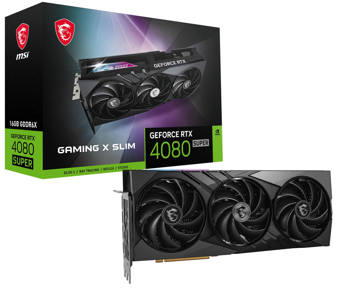 MSI Gaming RTX 4080 Super 16G Gaming X Slim Graphics Card (NVIDIA RTX 4080 Super, 256-Bit, Boost Clock: 2625 MHz, 16GB GDRR6X 23 Gbps, HDMI/DP, Ada Lovelace Architecture)