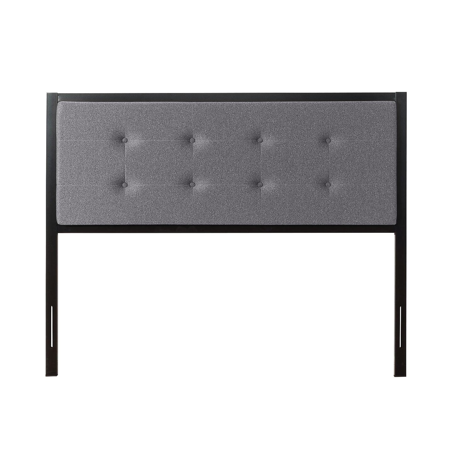 Zinus HBTG-K Button Tufted Grey Upholstered Metal Headboard, King