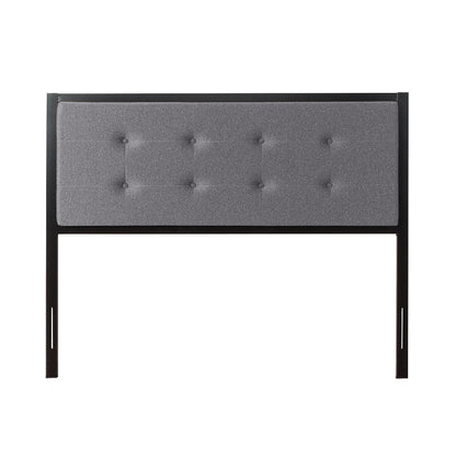 Zinus HBTG-K Button Tufted Grey Upholstered Metal Headboard, King