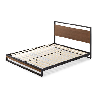 Zinus King Bed Frame – Suzanne 7 inch Bed Frame with Headboard, Bamboo Wooden Slats, Heavy Duty Metal, Easy Assembly, No Box Spring Needed – Platform Bed Frame with Underbed Storage Standard