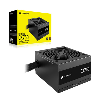 CORSAIR CX750 80 Plus Bronze Non Modular Low-Noise ATX 750 Watt Power Supply - NA - Black 750 Watts