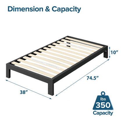 Zinus Twin Bed Frame - Arnav 10 inch Metal Bed Frame with Wood Slat Support, No Box Spring Needed, Easy Assembly - Minimalist Platform Bed Frame with Underbed Storage Space, Twin Size Modern