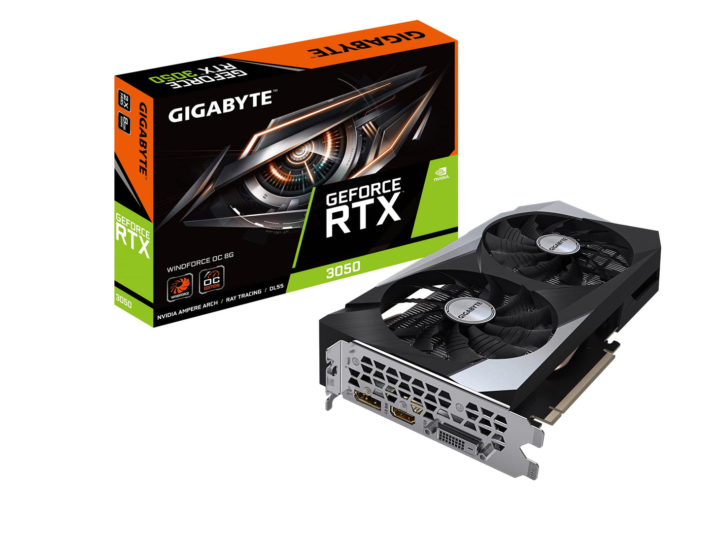 Gigabyte GeForce RTX 3050 WINDFORCE OC 8G Graphics Card, 2X WINDFORCE Fans, 8GB GDDR6 128-bit GDDR6, GV-N3050WF2OC-8GD Video Card