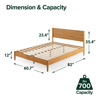 ZINUS Allen Mid Century Wood Platform Bed Frame/Solid Wood Foundation/Wood Slat Support/No Box Spring Needed/Easy Assembly, Queen