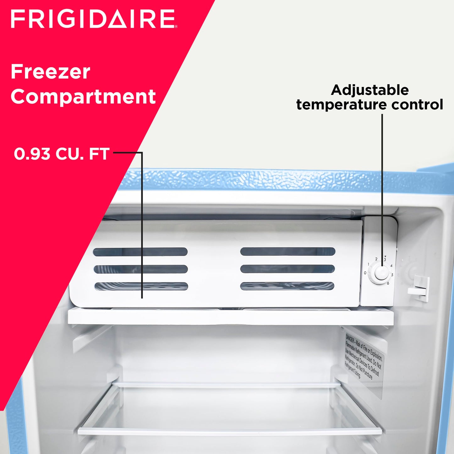 Frigidaire EFR376-BLUE 3.2 Cu Ft Blue Retro Bar Fridge with Side Bottle Opener