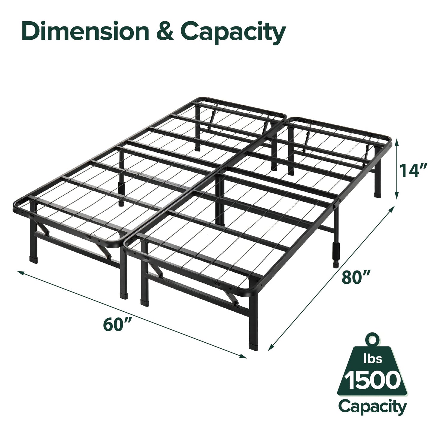 Zinus Queen Bed Frame - 14 inch SmartBase Metal Bed Frame with Steel Slat Support, Box Spring Replacement, Tool-Free Assembly - Heavy Duty Platform Bed Frame with Underbed Storage Space, Queen Size Standard