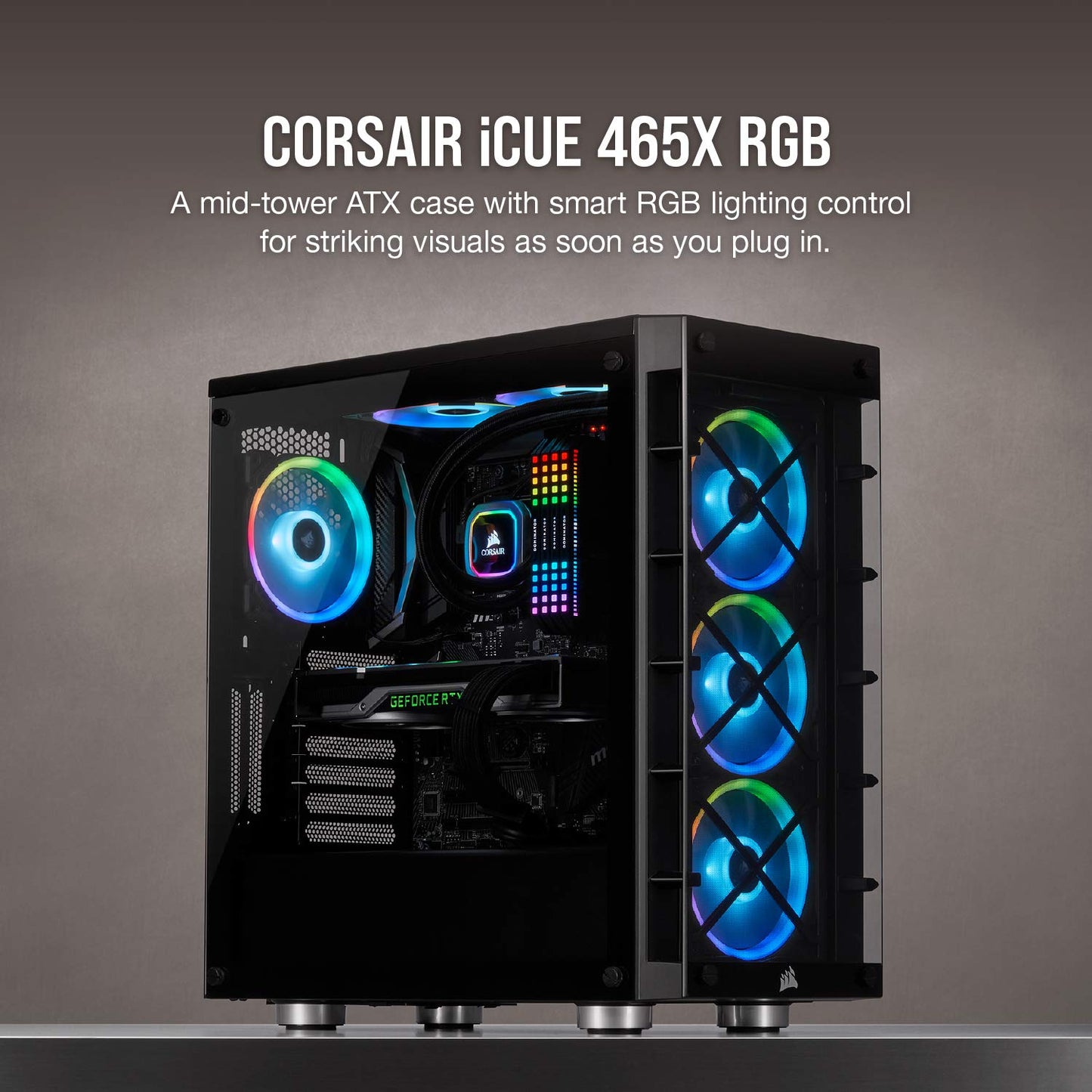 Corsair Icue 465X RGB Mid-Tower ATX Smart Case, Black - CC-9011188-WW