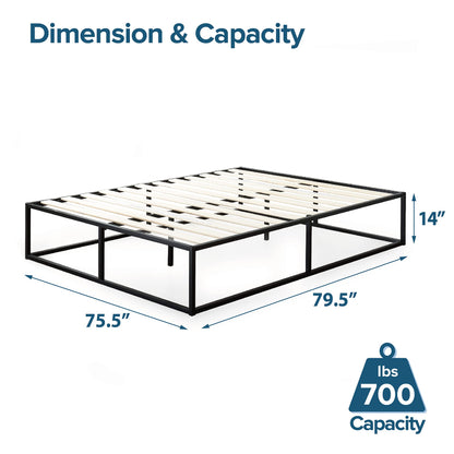 Zinus King Bed Frame - Joseph 14 inch Metal Bed Frame with Wood Slat Support, No Box Spring Needed, Easy Assembly - Minimalist Platform Bed Frame with Underbed Storage Space, King Size Original Big Box