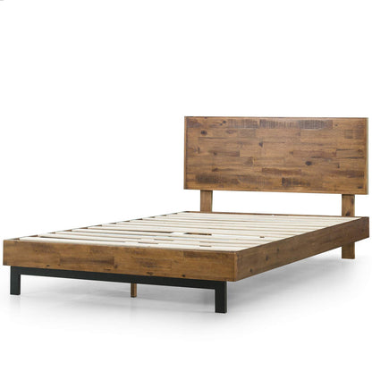 Zinus Tricia Platform Bed/Mattress Foundation/Box Spring Replacement/Brown, Queen