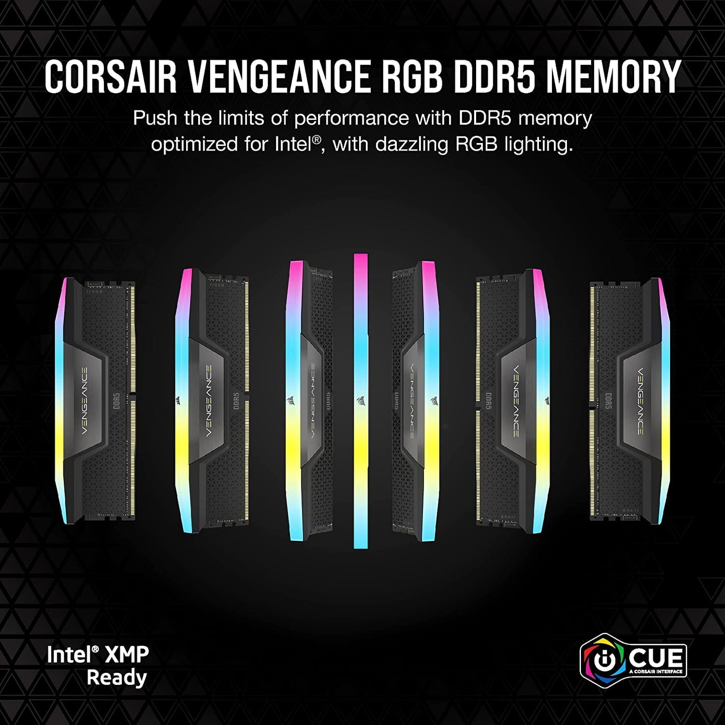 CORSAIR VENGEANCE RGB DDR5 RAM 32GB (2x16GB) 5600MHz CL40 Intel XMP iCUE Compatible Computer Memory - Black (CMH32GX5M2B5600C40K) 32GB (2x16GB)