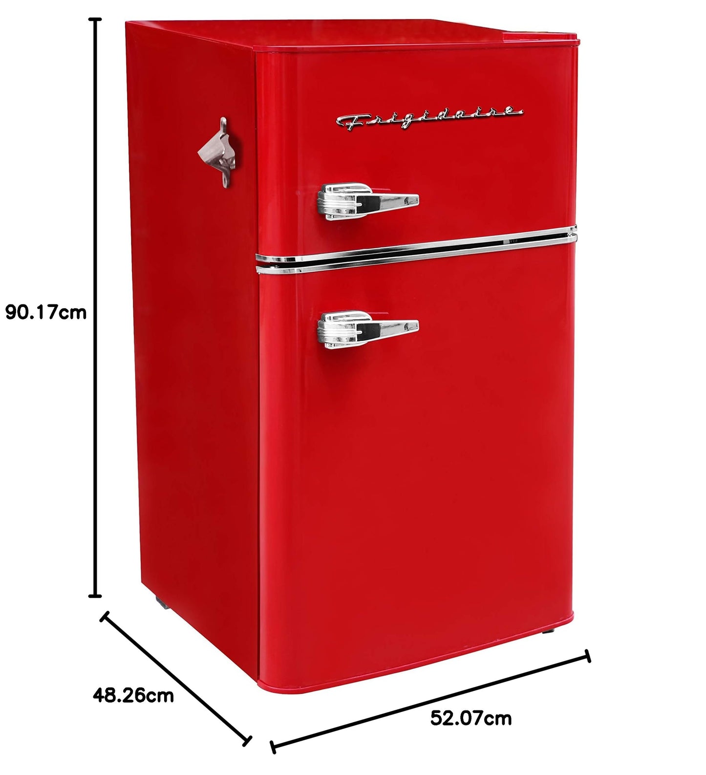 Frigidaire EFR840-RED 3.2 Cu Ft Red 2 Door Retro Bar Fridge with Side Bottle Opener