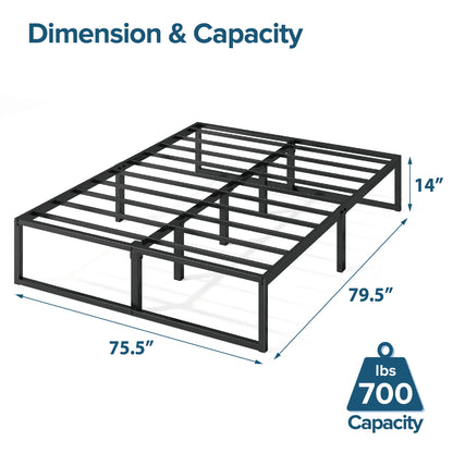 Zinus King Bed Frame – Lorelai 14 inch Bed Frame with Steel Slat Support, Heavy Duty Metal Construction, Easy Assembly, No Box Spring Needed – Platform Bed Frame with Underbed Storage Modern Original Big Box