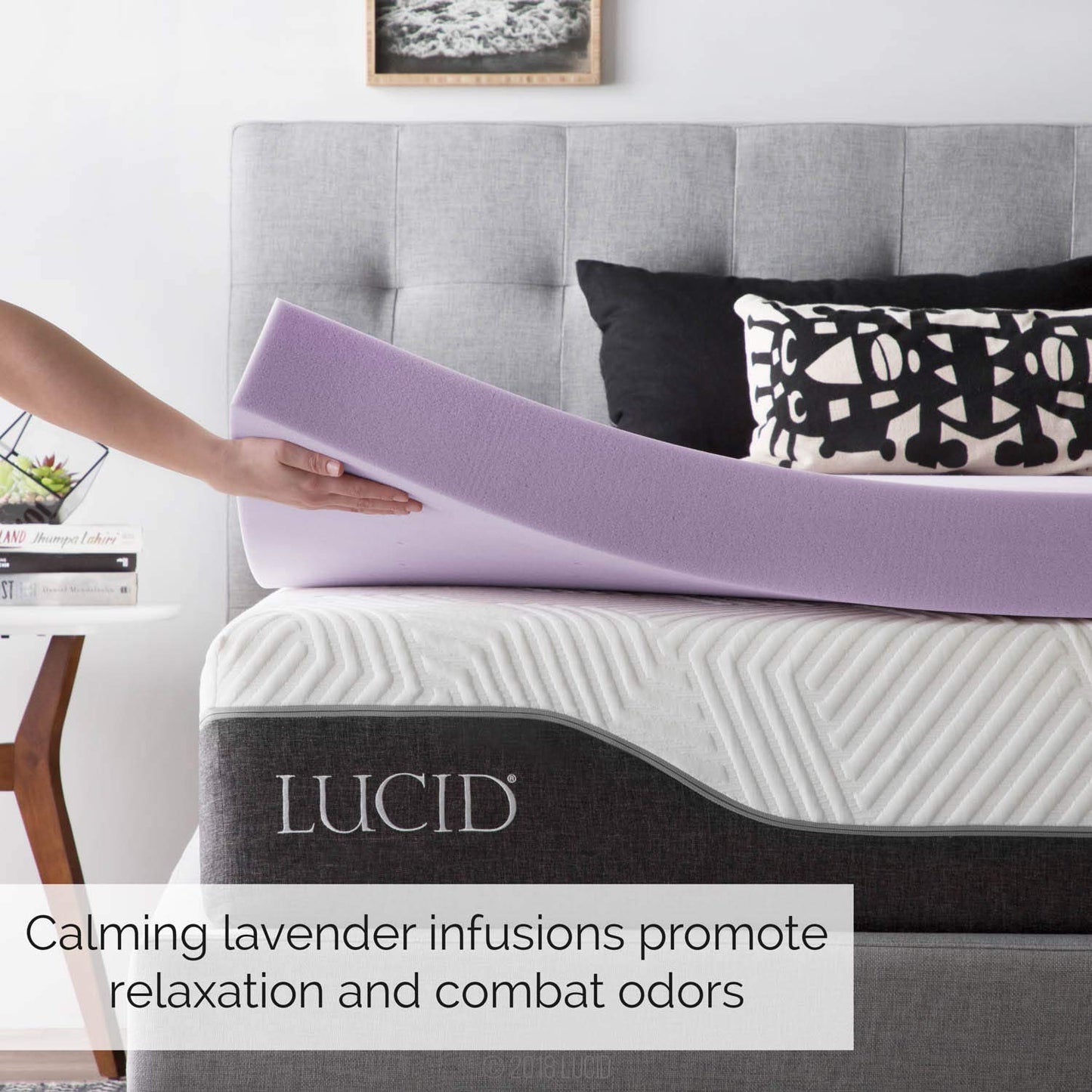 LUCID 4 Inch Lavender Infused Memory Foam Mattress Topper - Ventilated Design - Queen Size