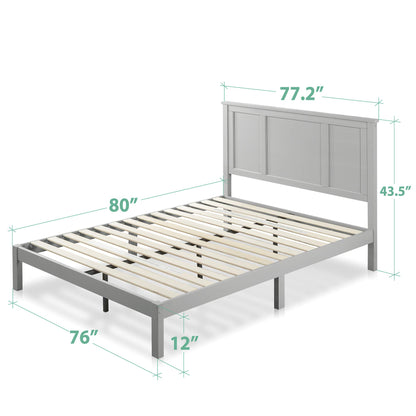 Zinus Wood Country Style Platform Bed with Headboard / No Box Spring Needed / Wood Slat Support, King Traditional