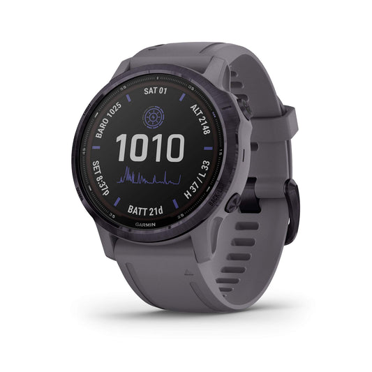 Garmin Fenix 6s Pro Solar, Smaller-Sized Solar-Powered Multisport GPS Watch, Advanced Training Features and Data, Amethyst Steel 6S Solar