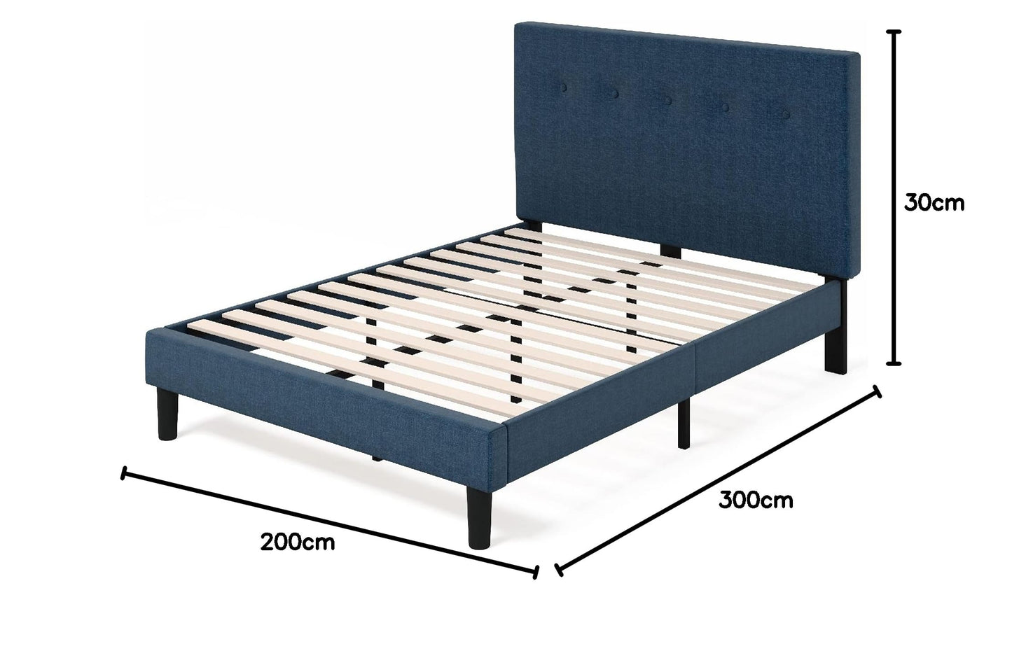 Zinus King Bed Frame - Omkaram Upholstered Platform Bed Frame with Full-Sized Headboard - Wood Slat Support, Easy Assembly, No Box Spring Needed, Underbed Storage Space, King Size