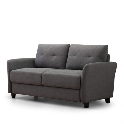 Zinus Contemporary Upholstered 62.2in Sofa Couch/Loveseat, Dark Grey Loveseat