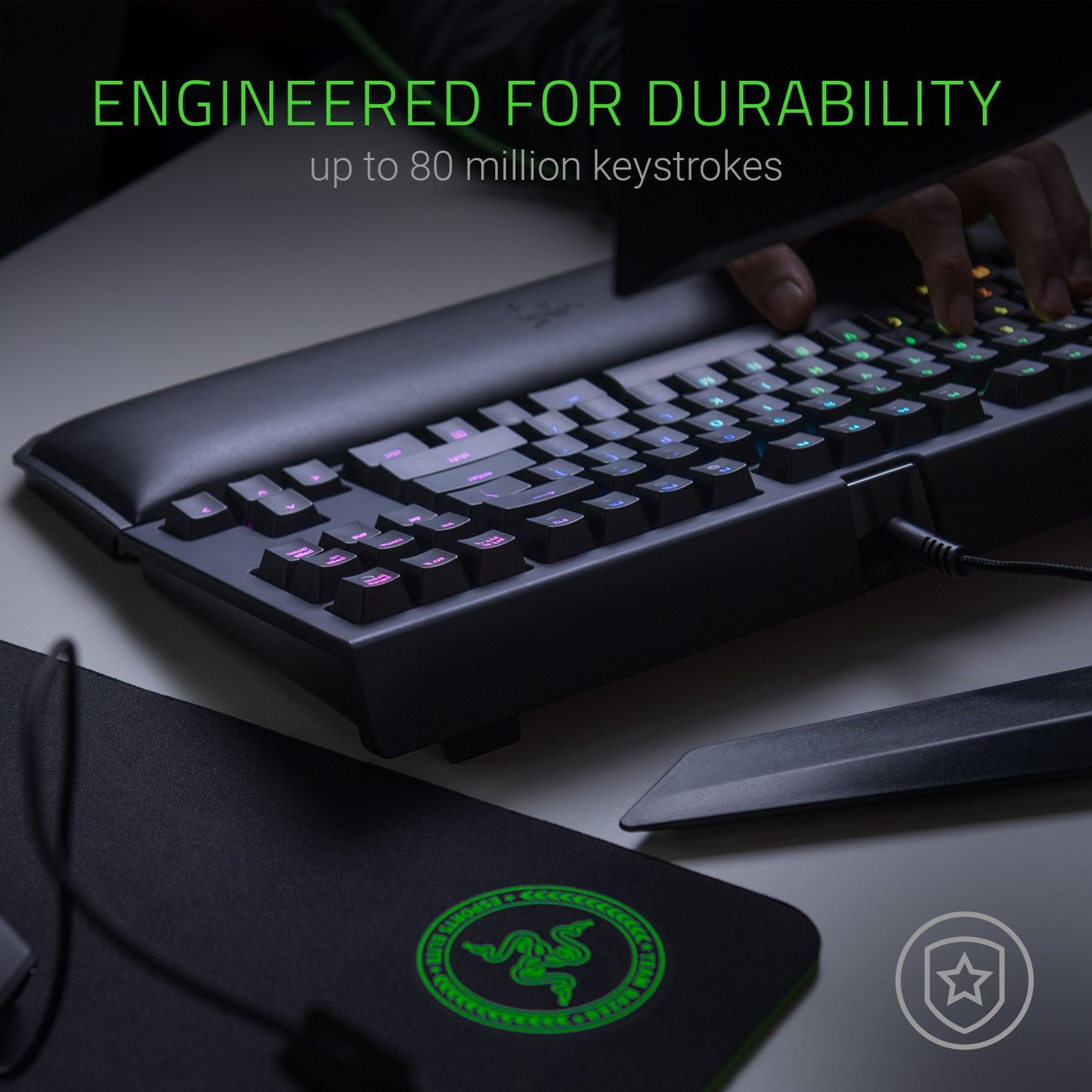 Razer BlackWidow TE Chroma v2 Mechanical Gaming Keyboard: Green Key Switches - Tactile & Clicky - Chroma RGB Lighting - Magnetic Wrist Rest - Programmable Macro Functionality - Classic Black