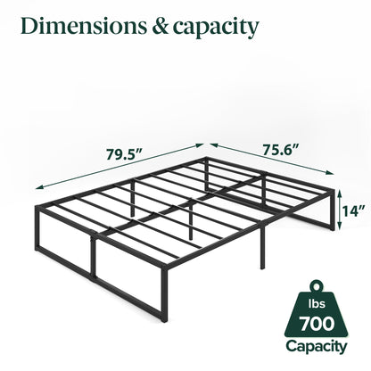 Zinus King Bed Frame – Lorelai 14 inch Bed Frame with Steel Slat Support, Heavy Duty Metal Construction, Easy Assembly, No Box Spring Needed – Platform Bed Frame with Underbed Storage, 5 Year Warranty Contemporary New Small Box