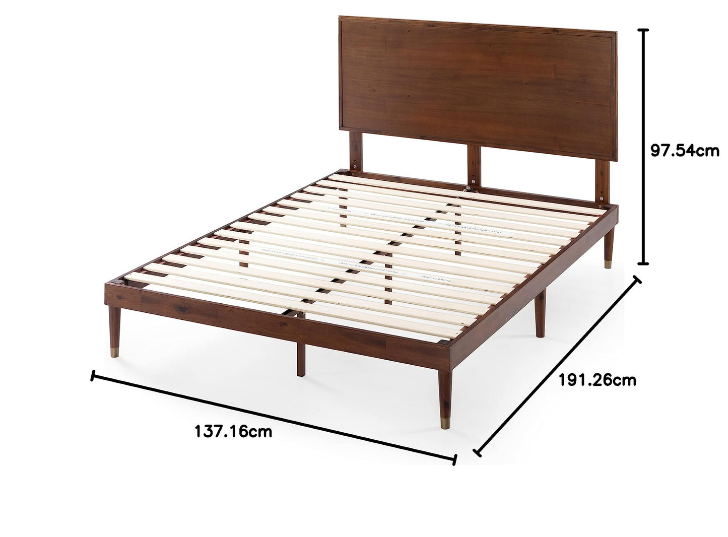 Zinus Deluxe Mid-Century Wood Platform Bed with Adjustable Height Headboard, no Box Spring Needed, Full