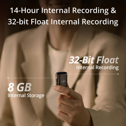 DJI Mic 2 (1 TX + 1 RX) + Lavalier Mic, Wireless Microphone, Intelligent Noise Cancelling, 32-bit Float Internal Recording, Optimized Sound, 250m (820 ft.) Range, Microphone for iPhone, Android, PC