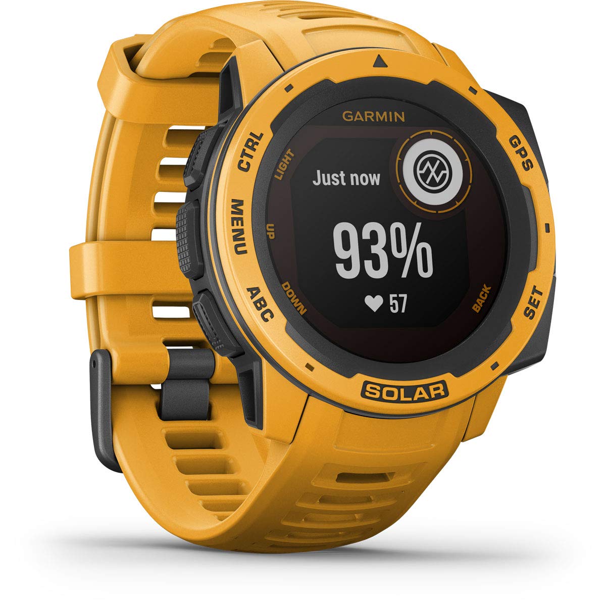 Garmin Instinct Solar, Solar-powered Rugged Outdoor Smartwatch, Built-in Sports Apps and Health Monitoring, Sunburst Yellow