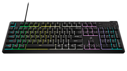 Corsair K55 CORE RGB Membrane Wired Gaming Keyboard – Quiet, Responsive Switches – Spill Resistance – Ten-Zone RGB – Media Keys – iCUE Compatible – QWERTY NA – PC, Mac – Gray Black