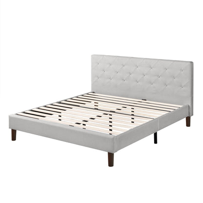 Zinus FDPB-LG-K Upholstered Diamond Stitched Platform Bed in Sage Grey, King