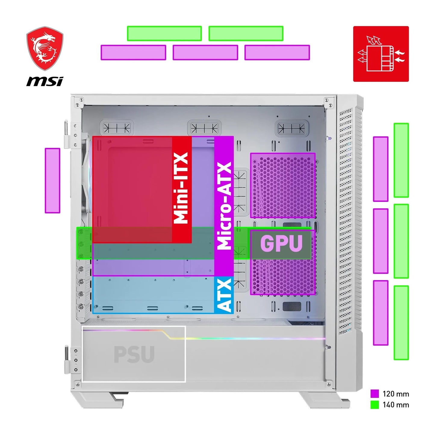 MSI MPG Velox 100R White Mid Tower Case (E-ATX/ATX/M-ATX/Mini-ITX)