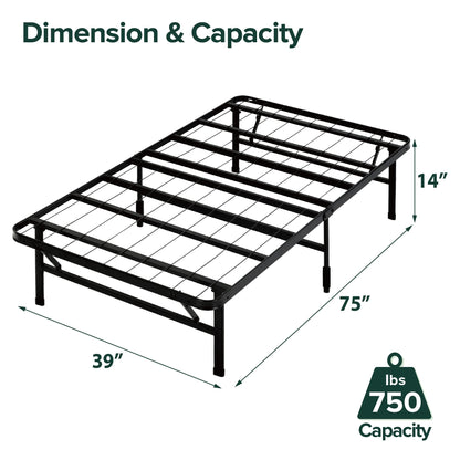 Zinus Twin Bed Frame - 14 inch SmartBase Metal Bed Frame with Steel Slat Support, Box Spring Replacement, Tool-Free Assembly - Heavy Duty Platform Bed Frame with Underbed Storage Space, Twin Size Standard