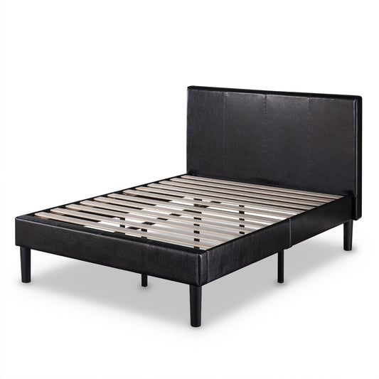 Zinus Deluxe Faux Leather Upholstered Platform Bed with Wooden Slats, Queen Standard