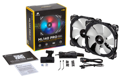 Corsair ML140 PRO 140 mm Premium Magnetic Levitation RGB LED PWM Fan with Lighting Node Twin Pack (CO-9050078-WW) ML140 Pro RGB Triple