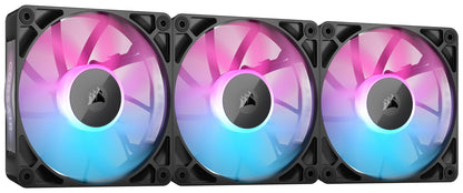 CORSAIR iCUE Link RX120 RGB 120mm PWM Fans with iCUE Link System Hub - Magnetic Dome Bearing - Triple Pack - Black 3 x 120mm