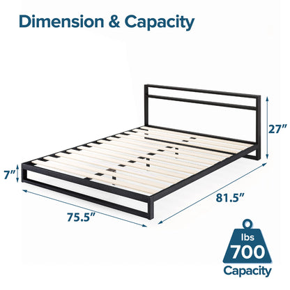 ZINUS Trisha Metal Platforma Bed Frame with Headboard / Wood Slat Support / No Box Spring Needed / Easy Assembly, King