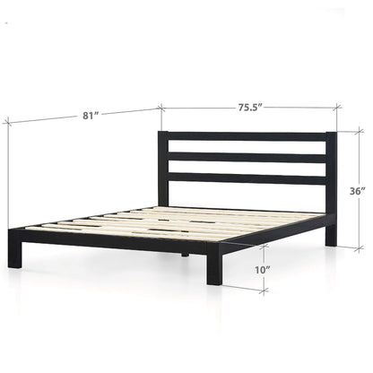 Zinus Modern Studio 10 Inch Platform 2000H Metal Bed Frame / Mattress Foundation / Wooden Slat Support / with Headboard, King