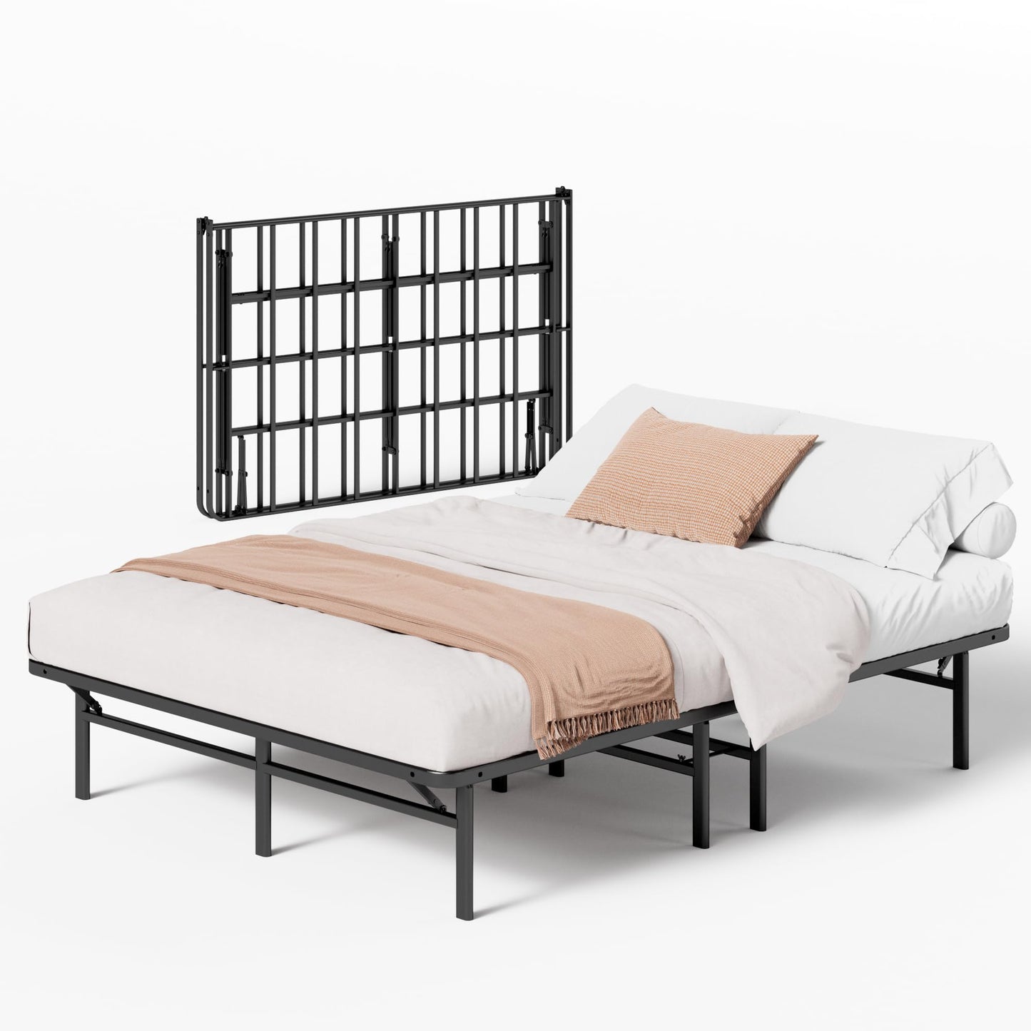 Zinus Twin Bed Frame - 14 in SmartBase Elite Metal Bed Frame with Steel Slat Support, Box Spring Replacement, Tool-Free Assembly - Super Heavy Duty Platform Bed Frame with Underbed Storage Space, Twin Size Foundation