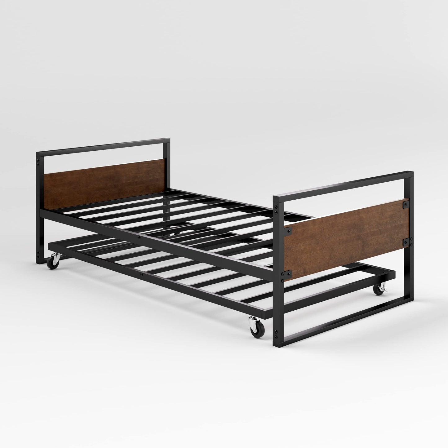 ZINUS Suzanne Bamboo and Metal Daybed with Trundle / Mattress Foundation with Steel Slat Support / Easy Assembly, Twin