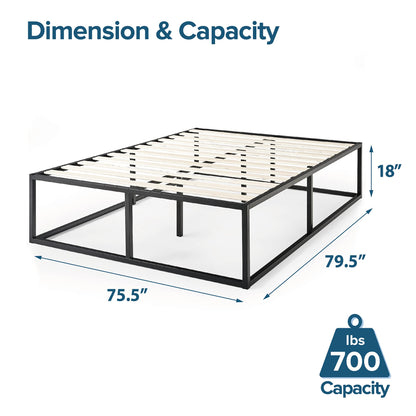 Zinus King Bed Frame - Joseph 18 inch Metal Bed Frame with Wood Slat Support, No Box Spring Needed, Easy Assembly - Minimalist Platform Bed Frame with Underbed Storage Space, King Size Original Big Box