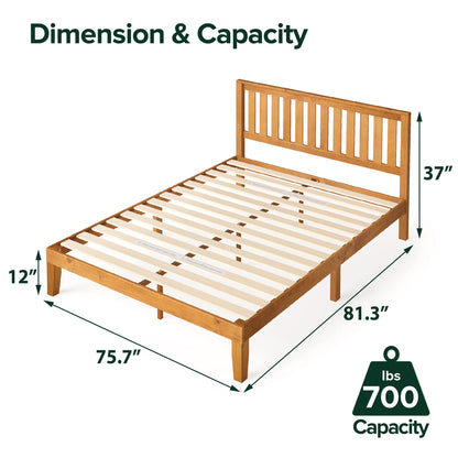 Zinus OLB-PWPBHO-12K 12 Inch Wood Platform Bed with Headboard / No Box Spring Needed / Wood Slat Support / Rustic Pine Finish King Traditional