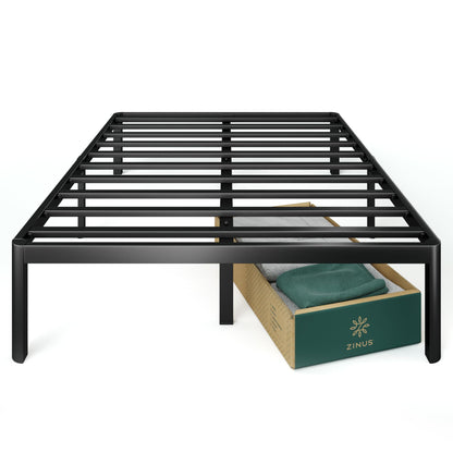 ZINUS Van 16 Inch Metal Platform Bed Frame / Steel Slat Support / No Box Spring Needed / Easy Assembly, Black, Full Modern Original Big Box