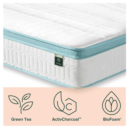 Zinus AZ-MGSM-10K 10 Inch Mint Green Memory Foam Hybrid Spring Mattress, King