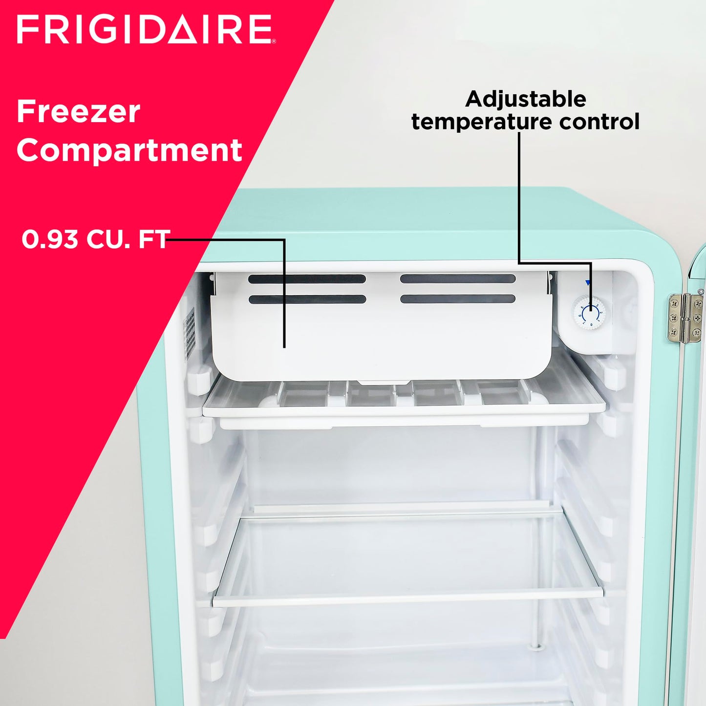 Frigidaire EFR372-MINT 3.2 Cu Ft Retro Compact Rounded Corner Premium Mini Fridge, Mint Refrigerator