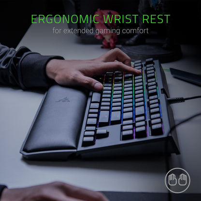 Razer BlackWidow TE Chroma v2 Mechanical Gaming Keyboard: Green Key Switches - Tactile & Clicky - Chroma RGB Lighting - Magnetic Wrist Rest - Programmable Macro Functionality - Classic Black