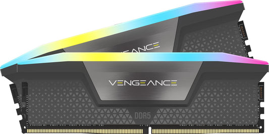 CORSAIR VENGEANCE RGB DDR5 RAM 32GB (2x16GB) 5200MHz CL40 AMD EXPO iCUE Compatible Computer Memory - Gray (CMH32GX5M2B5200Z40K) 32GB (2x16GB)