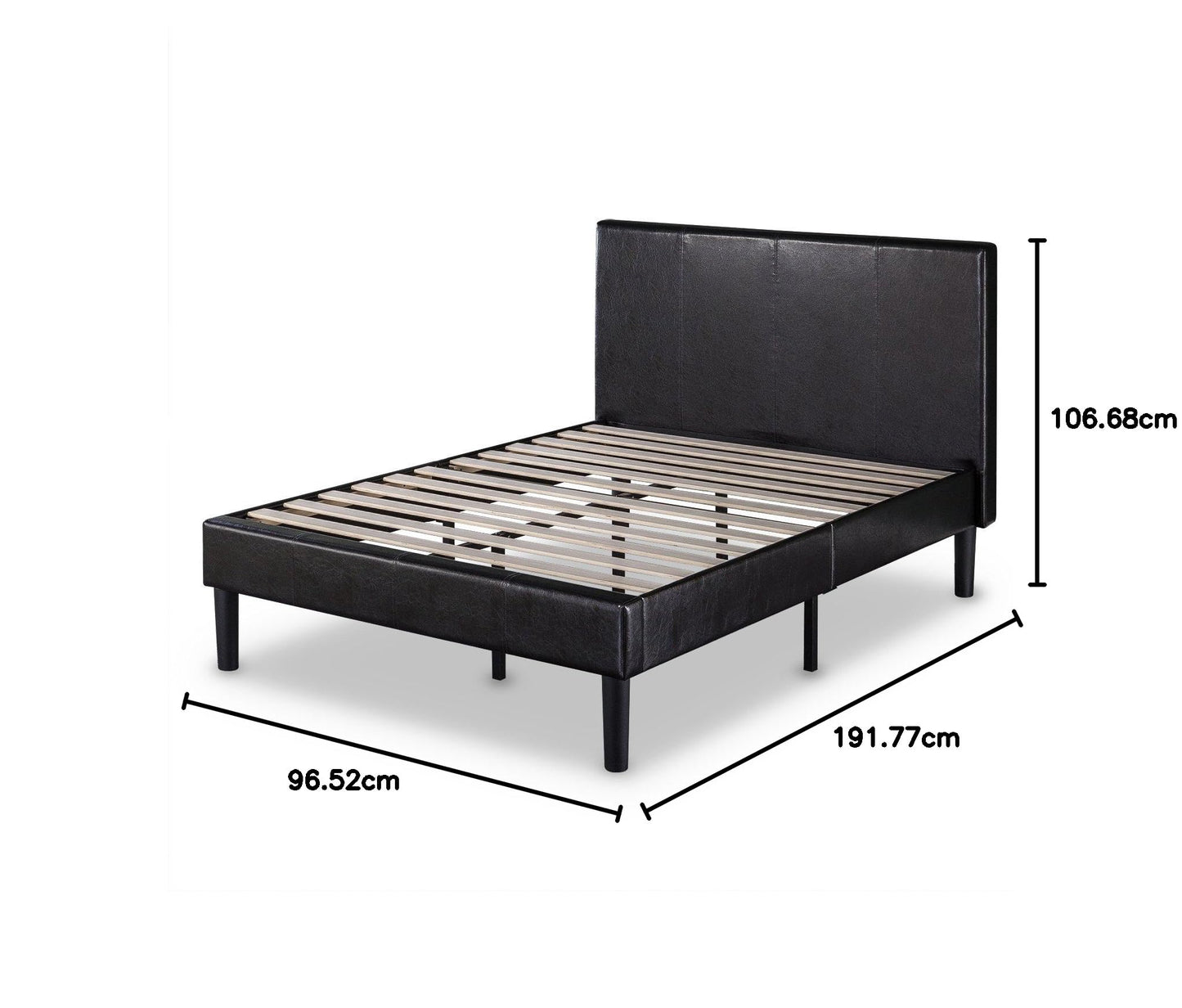 Zinus Deluxe Faux Leather Upholstered Platform Bed with Wooden Slats, Twin Standard